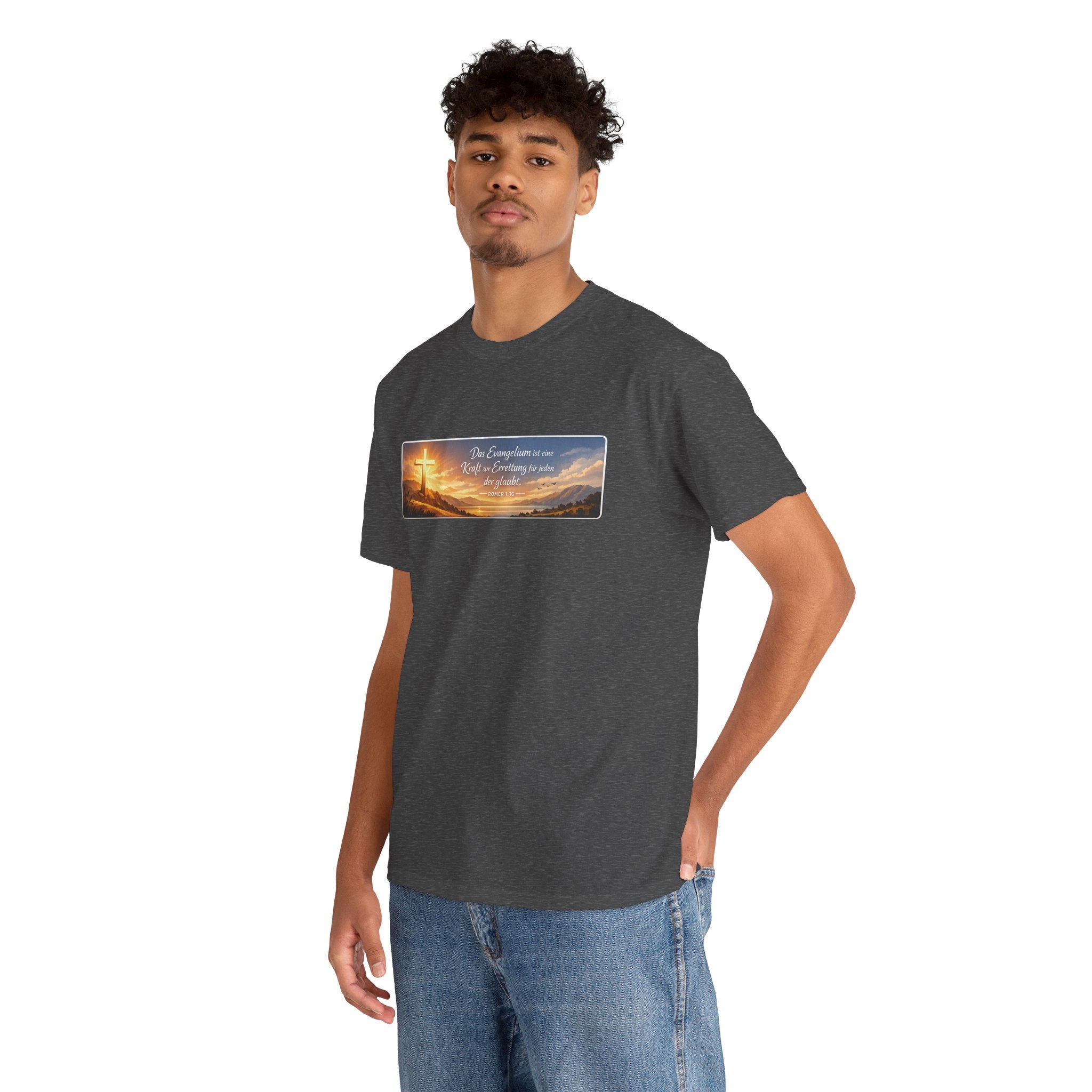 Römer 1:16 ,,Das Evangelium ist eine kraft zur Errettung für jeden der Glaubt,, Design T-Shirt