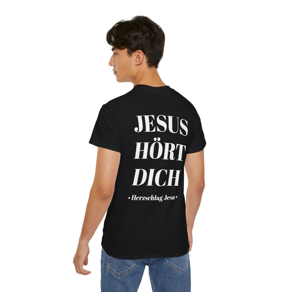 Jesus liebt dich vorne und Jesus hört dich hinten - Heavyweight T-Shirt