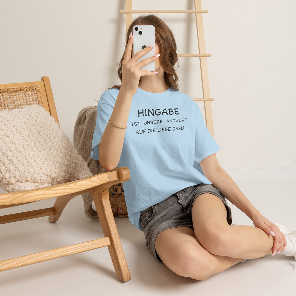 ,,Hingabe ist unsere Antwort auf die Liebe Jesu“ | Christliches Statement T-Shirt