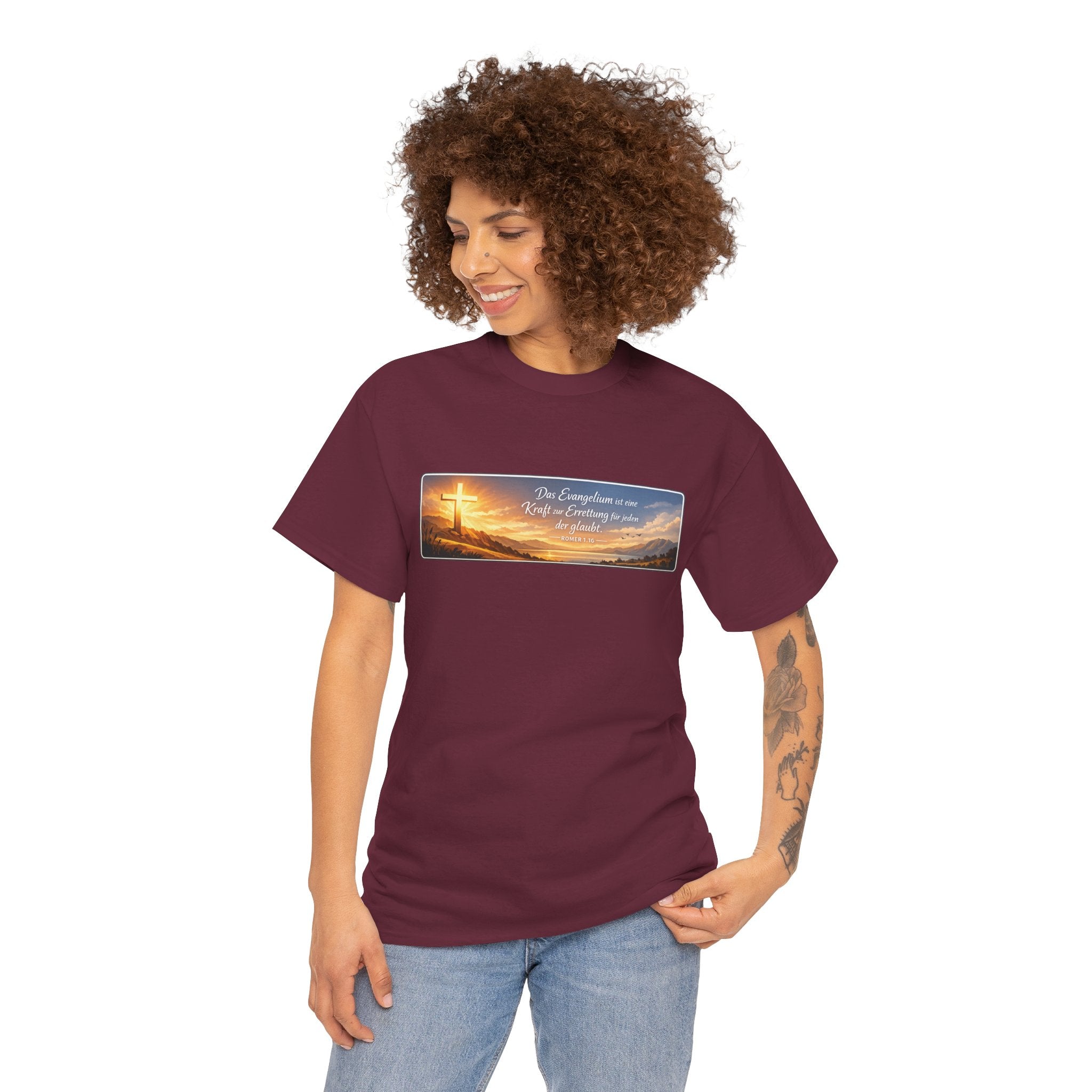 Römer 1:16 ,,Das Evangelium ist eine kraft zur Errettung für jeden der Glaubt,, Design T-Shirt