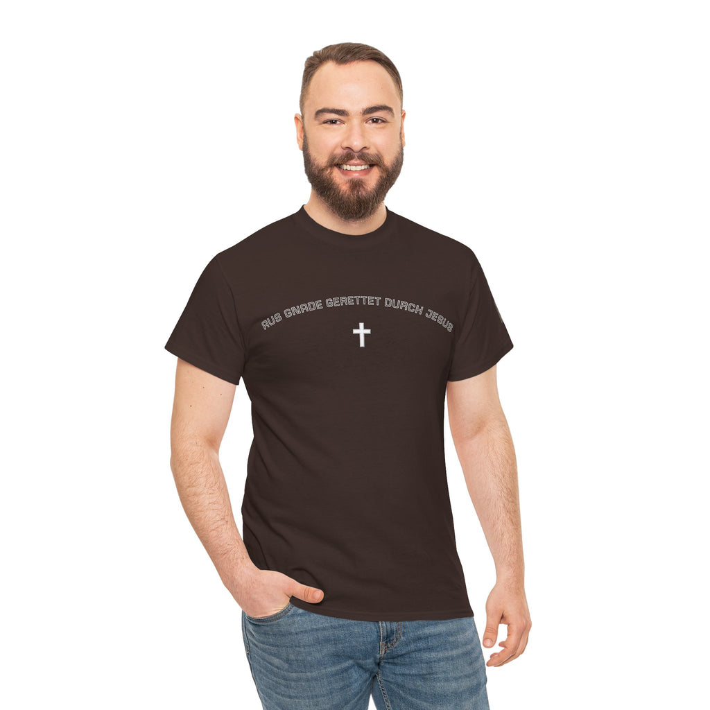 ,,Aus Gnade Gerettet durch Jesus,, Mit Kreuz T-Shirt