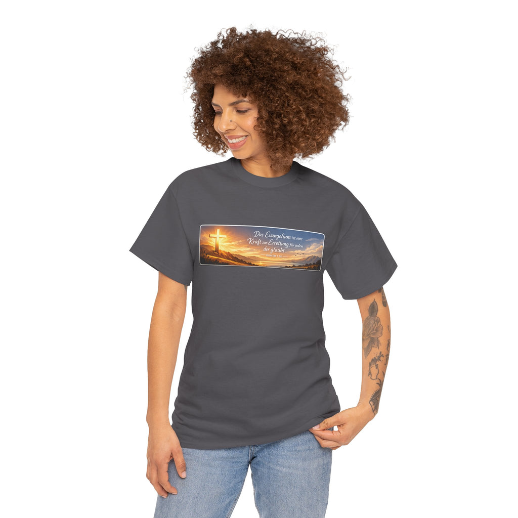 Römer 1:16 ,,Das Evangelium ist eine kraft zur Errettung für jeden der Glaubt,, Design T-Shirt