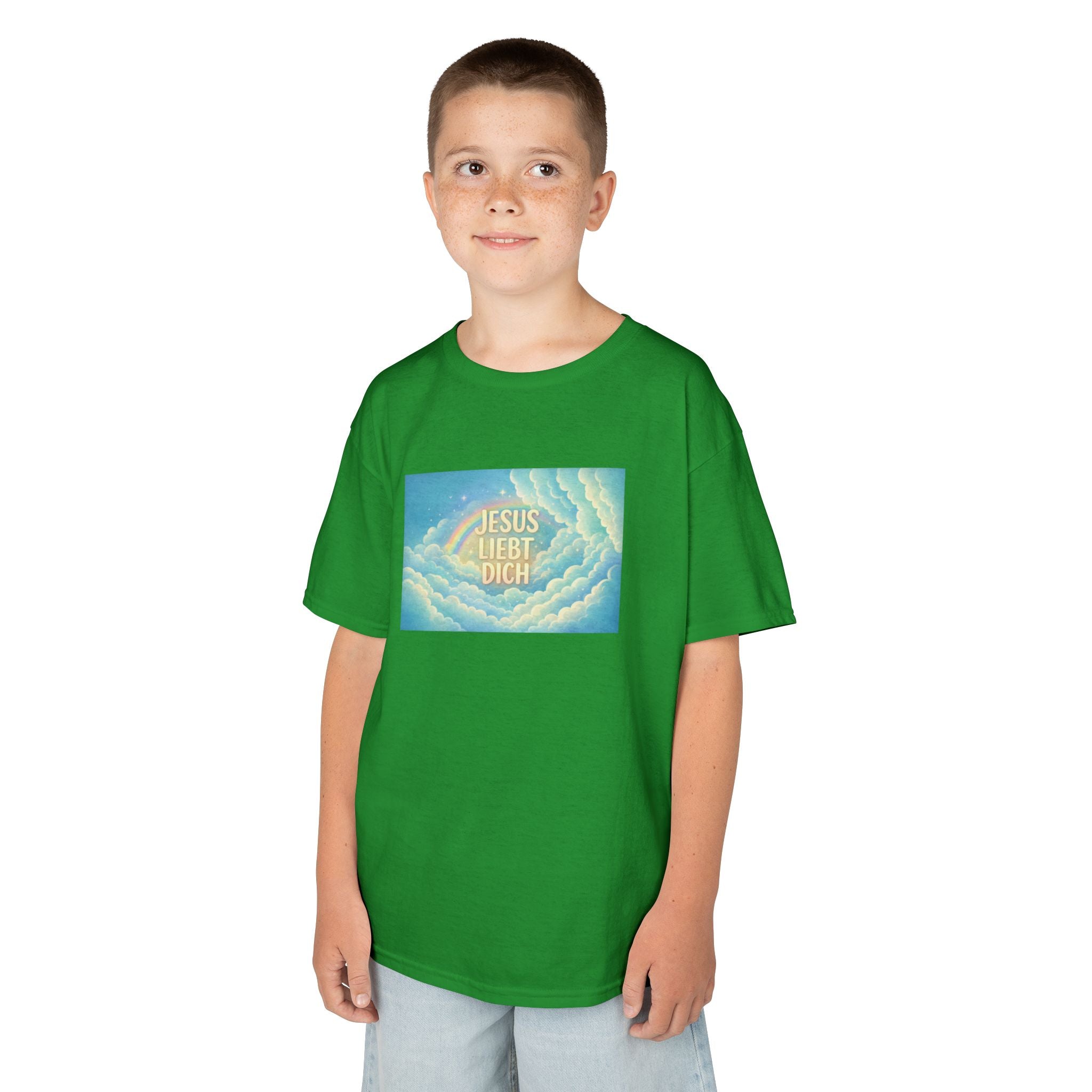 "Jesus liebt dich" Himmel Design Kids T-Shirt