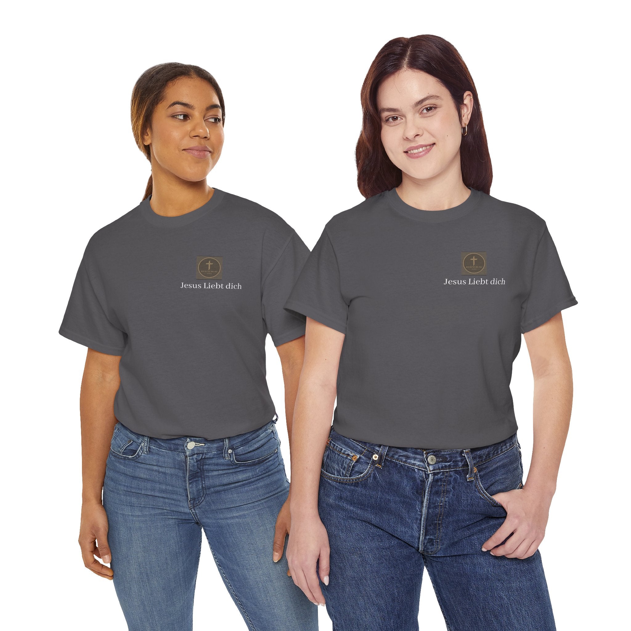 Jesus liebt dich T-Shirt mit Herzschlag Jesu Logo