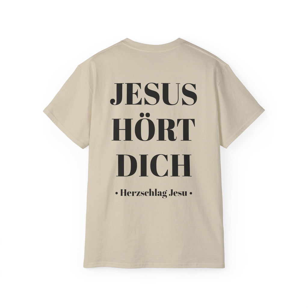 Jesus liebt dich vorne und Jesus hört dich hinten - Heavyweight T-Shirt