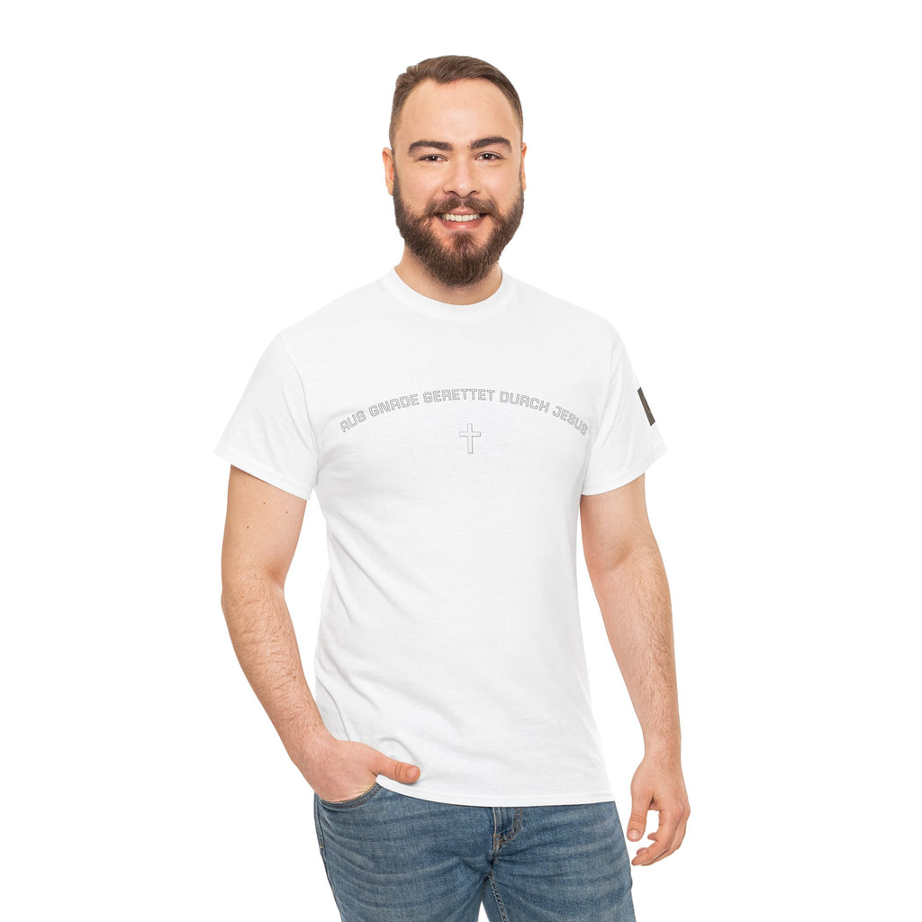 ,,Aus Gnade Gerettet durch Jesus,, Mit Kreuz T-Shirt